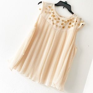 Semi sheer pleated shell